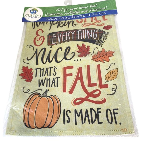 Pumpkin Spice Thanksgiving Garden Flag Holiday Party Banner Leaves Fall Decor - Picture 2 of 5